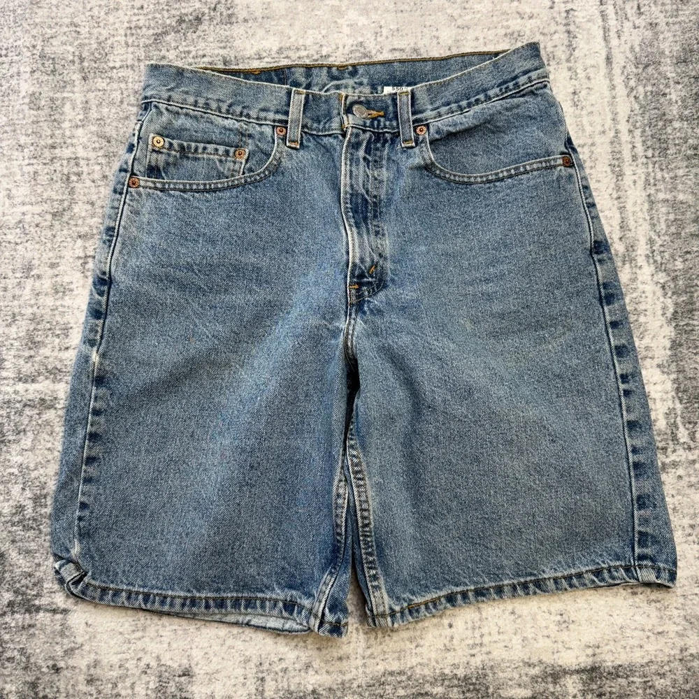 VTG Levis Jean Shorts Mens 32 (Fits 30) 505 Relaxed Fit Blue Denim Jorts Dad Y2K